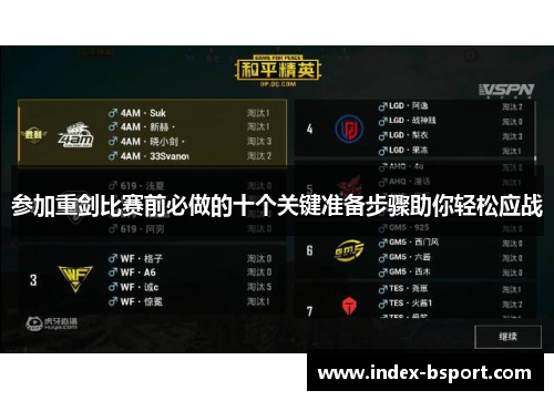 参加重剑比赛前必做的十个关键准备步骤助你轻松应战